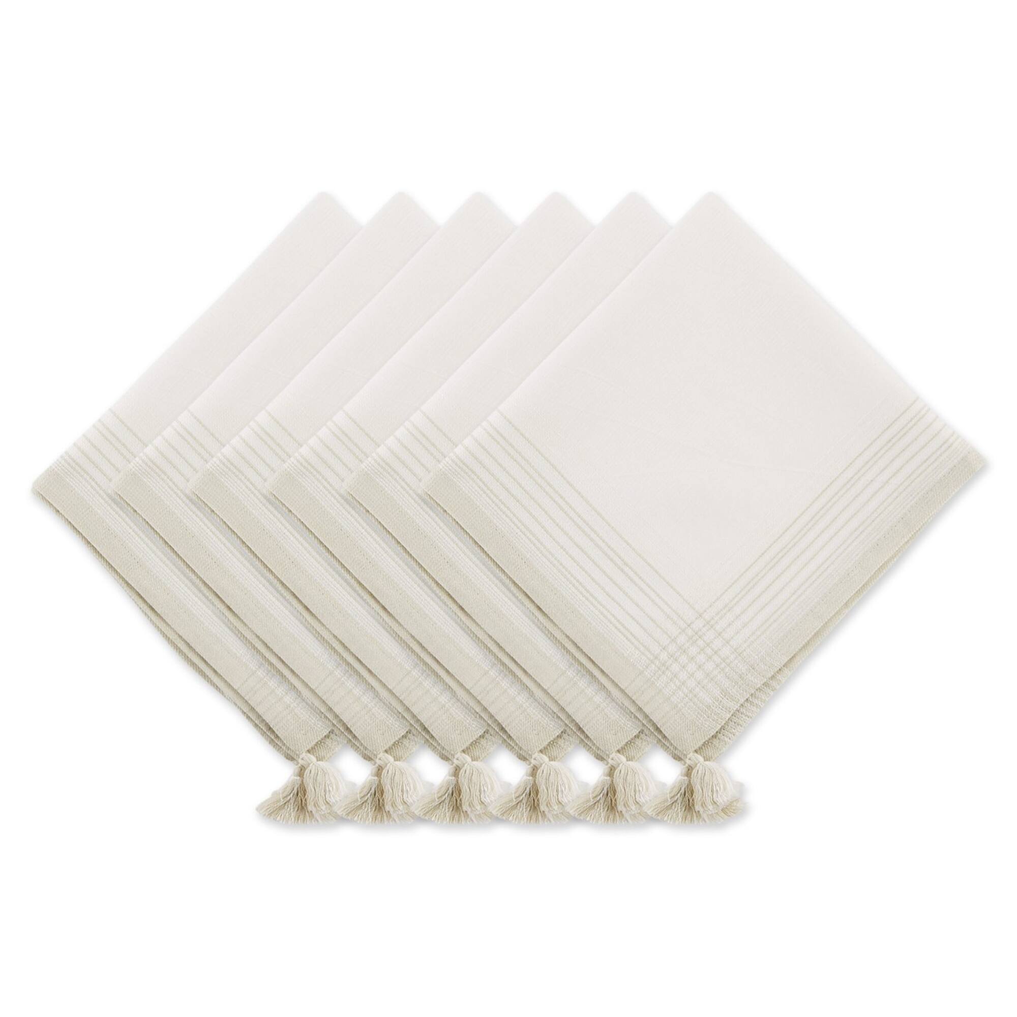 DII® Natural Variegated Stripe with Tassel Cloth Dinner Napkins, 6ct.